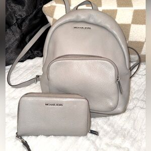 MK leather backpack purse and wallet wristlet